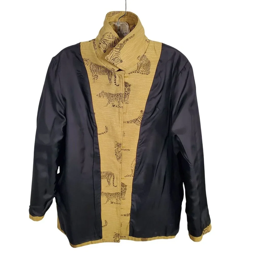 Giancarlo Ferrari Size 12 Shirt Jacket Zoo Safari Jungle Big Cat Tiger Lined Vtg - Picture 12 of 12